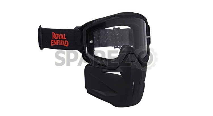 Genuine Royal Enfield Remx Goggles With Detachable Mask Black  - SPAREZO